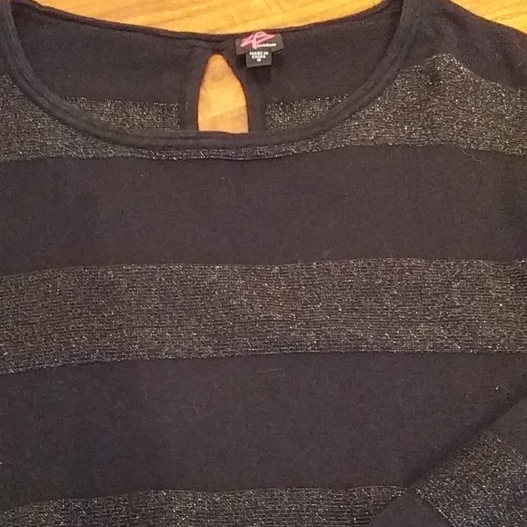 💙3/$20 - 2B Bebe Sparkle Striped Sweater with Keyhole Back, Small - Picture 3 of 4